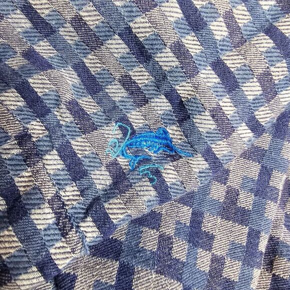 Tommy Bahama Mens 4XT Silk Blend Blue Purple Basketweave Button Up Shirt - Picture 6 of 10